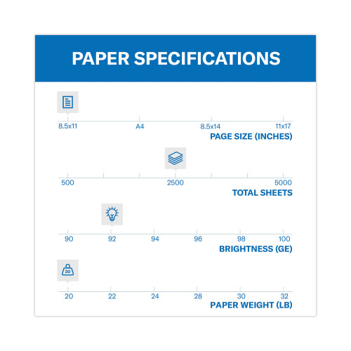 Hammermill Tidal Print Paper Express Pack， 92 Bright， 20lb， 8.5 x 11， White， 500 Sheets/Ream， 5 Reams/Carton (163120)