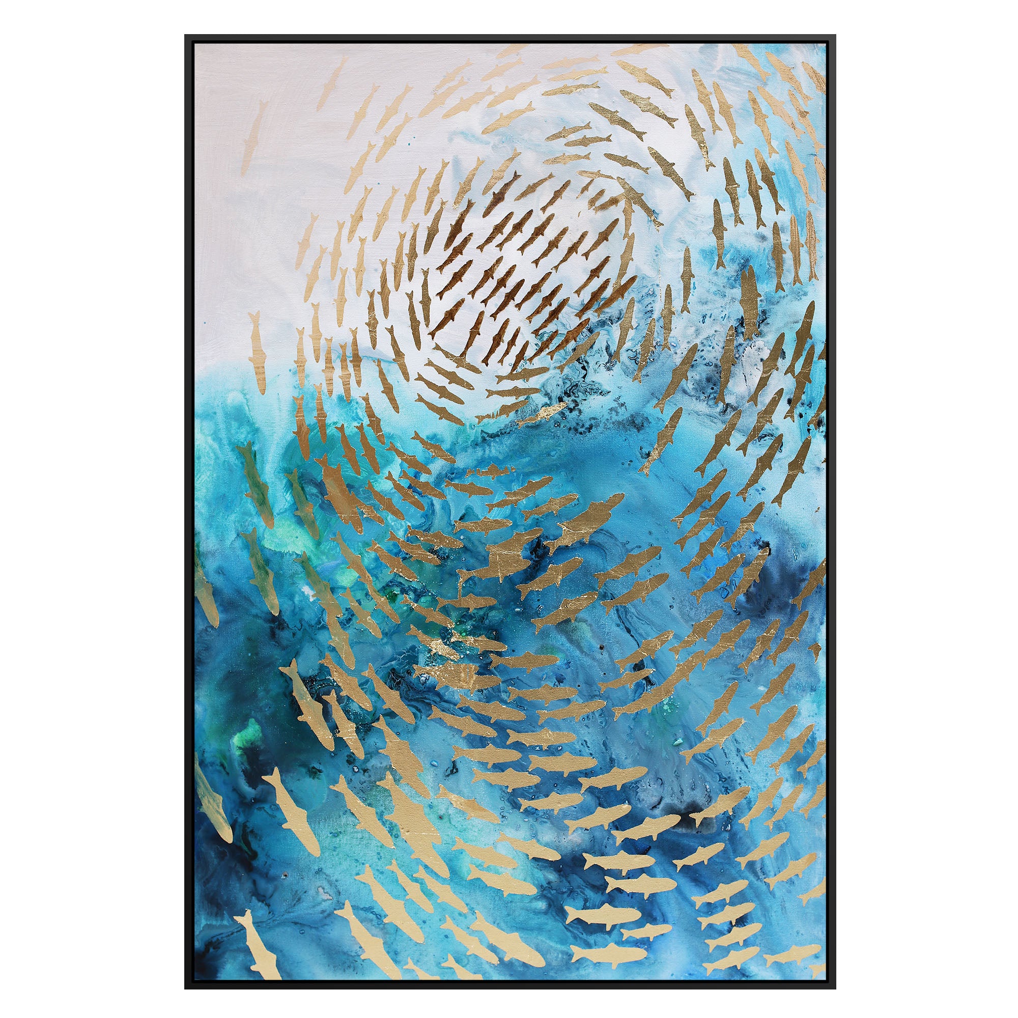 Golden Whirl Hand Painted Art Painting With Frame 130X90 Cm Soap0061