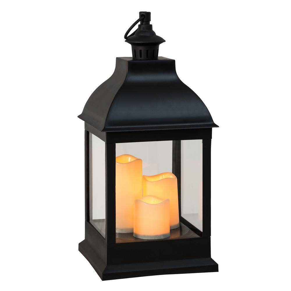 Sunjoy Osborne 20 in. Classic Black Outdoor Battery Powered Lantern D201007407