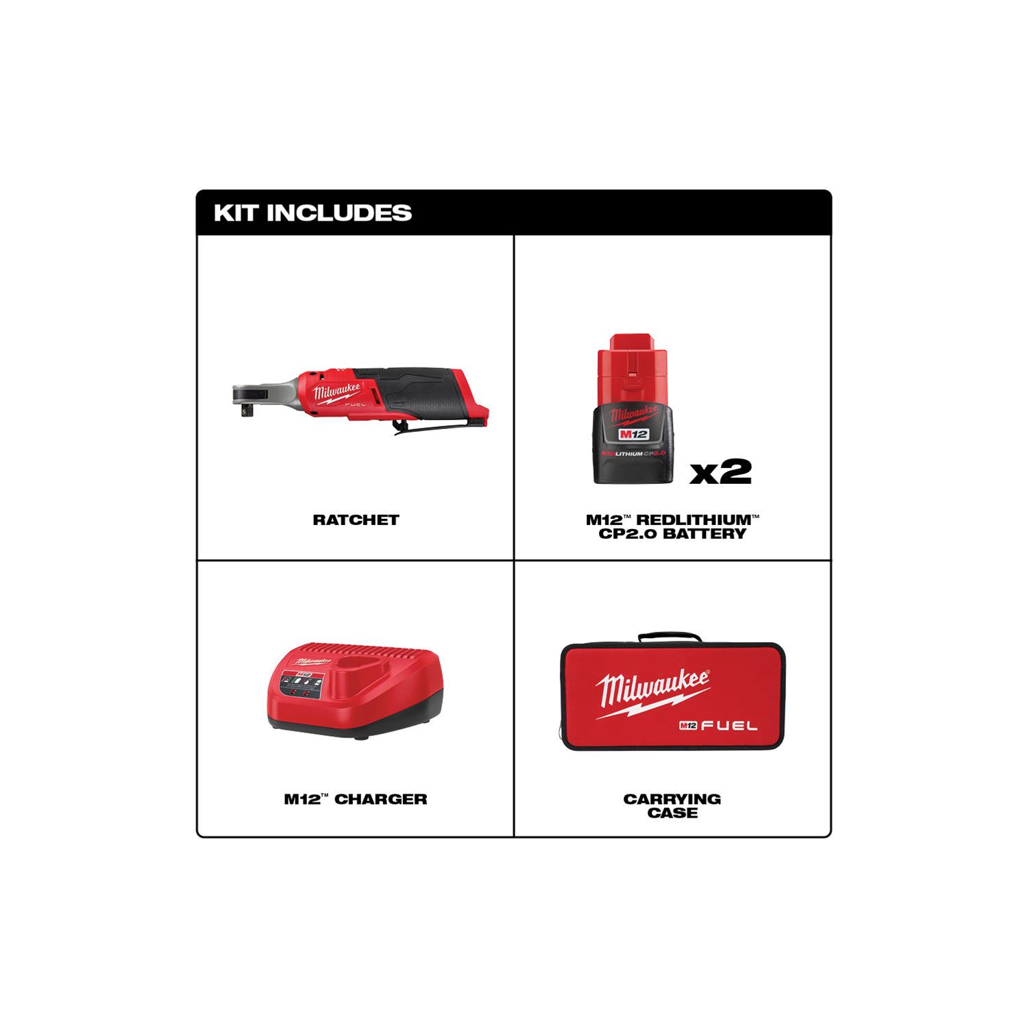 Milwaukee Tool 2567-22 Milwaukee M12 FUEL Cordless Lithium-Ion High-Speed Ratchets