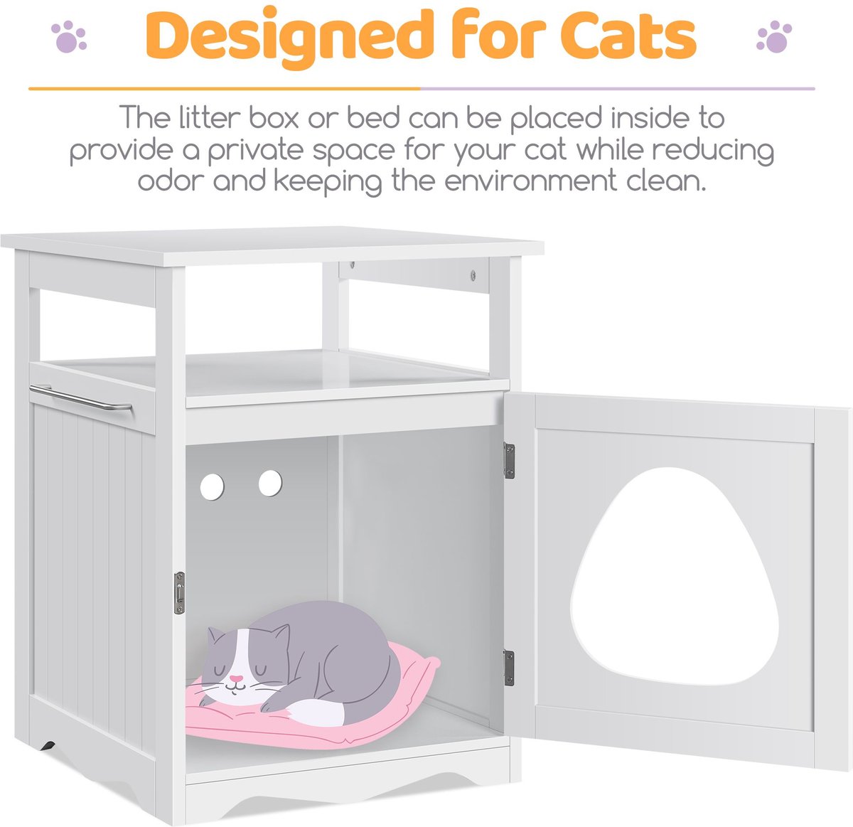 Yaheetech Box Furniture w/Open Shelf Cat Litter Box