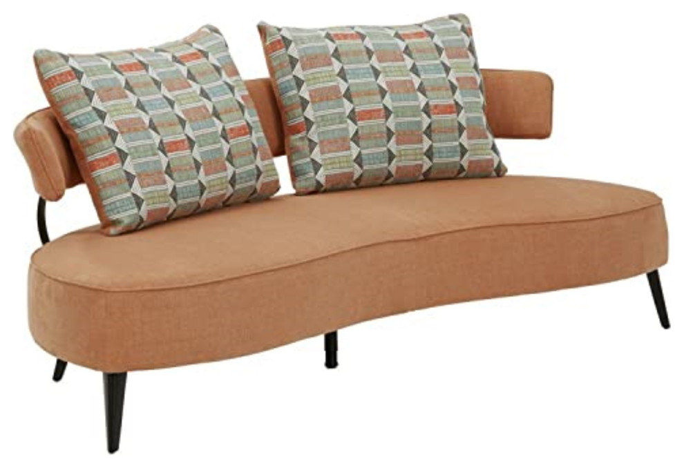 Benzara BM245842 Sofa With Split Back and Cushioned Seating  Orange   Midcentury   Sofas   by Uber Bazaar  Houzz