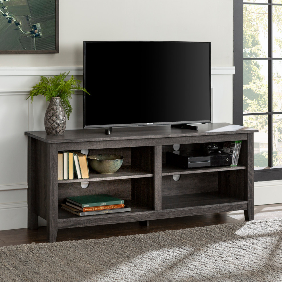 58 quotWood TV Stand Console   Transitional   Entertainment Centers And Tv Stands   by clickhere2shop  Houzz