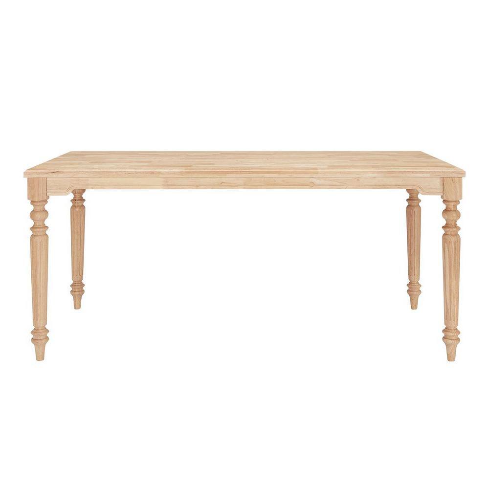 StyleWell Unfinished Natural Pine Wood Rectangular Table for 6 with Leg Detail (68 in. L x 29.75 in. H) T-07