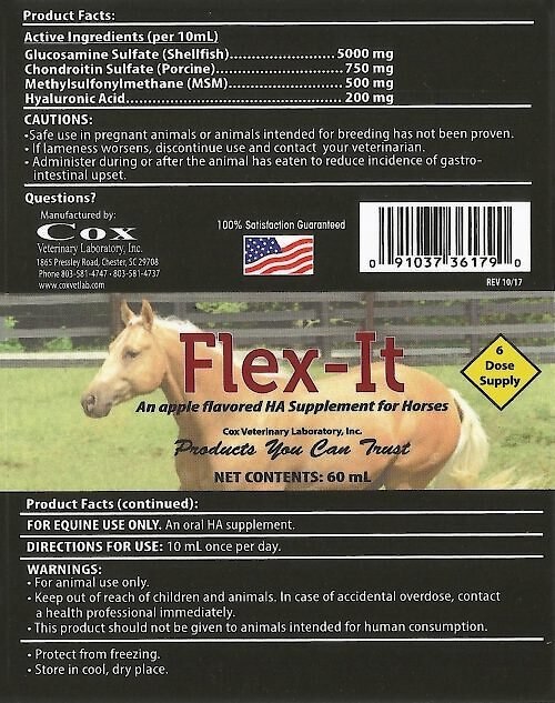 Cox Vet Lab Flex-It Paste Horse Supplement， 60-mL tube， pack of 3