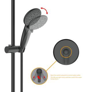 GIVING TREE 6-Spray Patterns 4 in. 1.8 GPM Round Single Wall Mount Adjustable Handheld Shower Head in Matte Black (Valve Included) XLHDFFSH0064