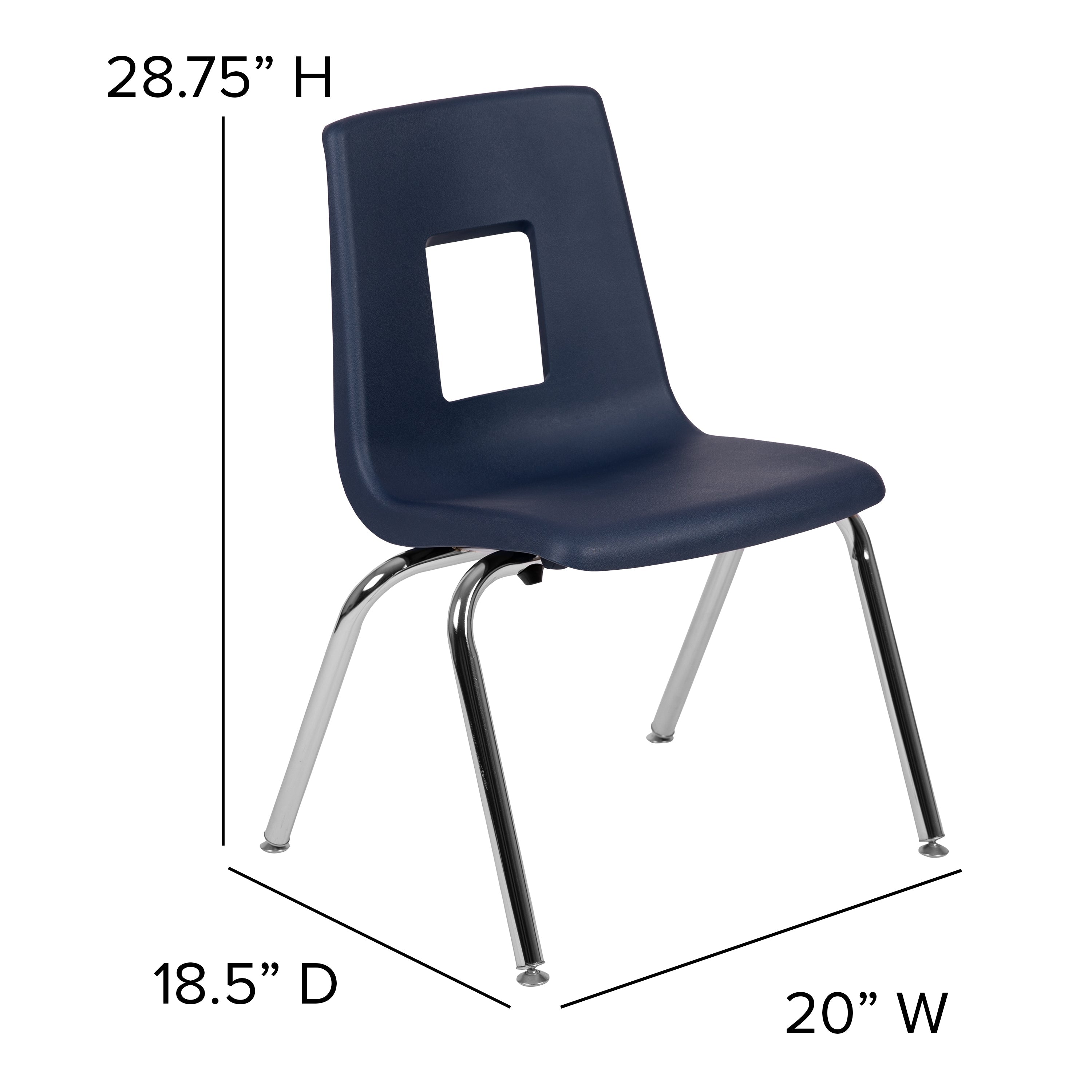 Emma + Oliver Navy Student Stack School Chair - 16-inch