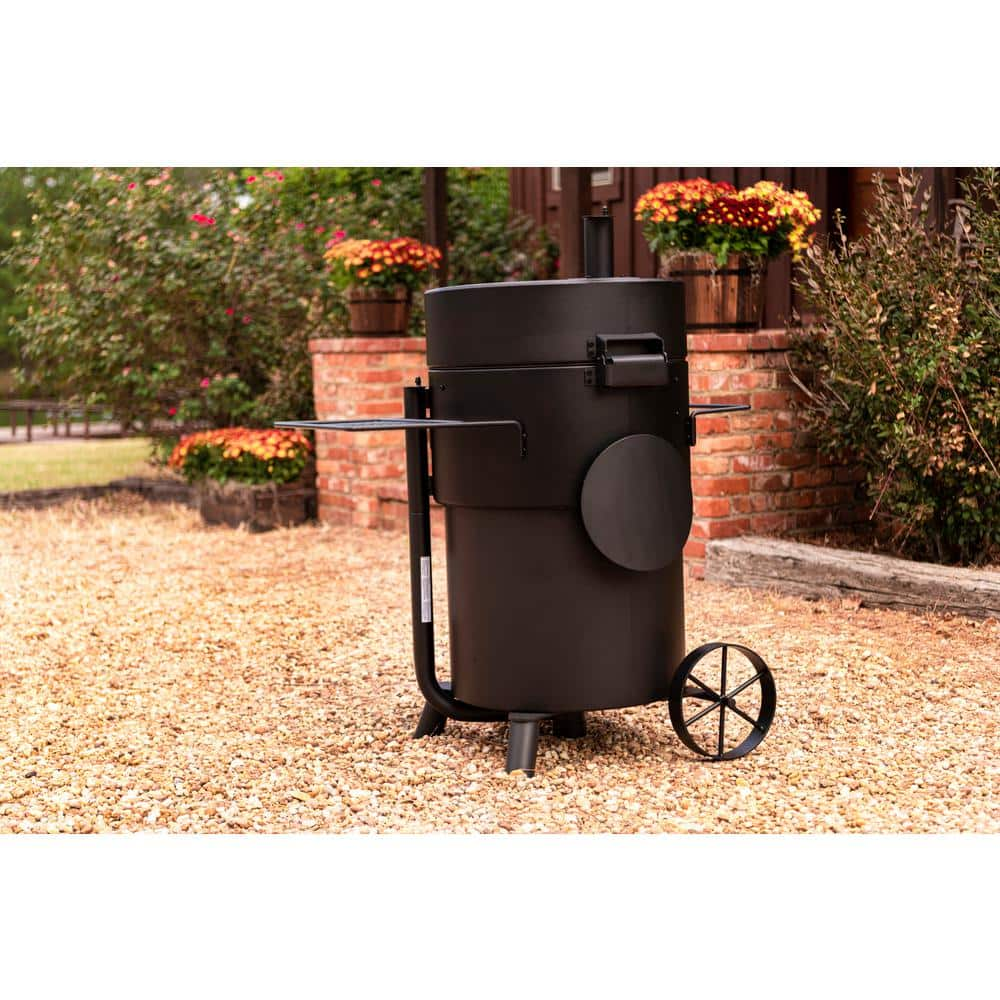 OKLAHOMA JOE'S Bronco Pro Charcoal Drum Smoker and Grill in Black with 366 sq. in. Cooking Space 19202099