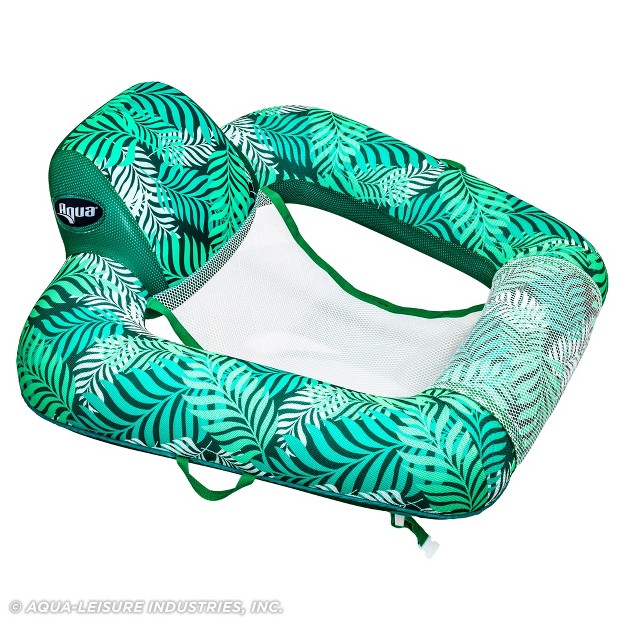 Aqua Zero Gravity Inflatable Outdoor Indoor Swimming Pool Chair Hammock Lounge Float Teal Fern Leaf Green