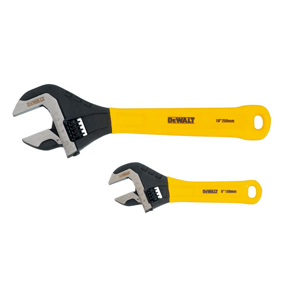 DW DWHT75497 2 Pc. Dip Grip Adjustable Wrench， Yellow