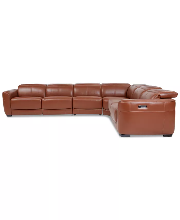 Macy's Lexanna 6-Pc. Leather Sectional with 2 Power Motion Recliners