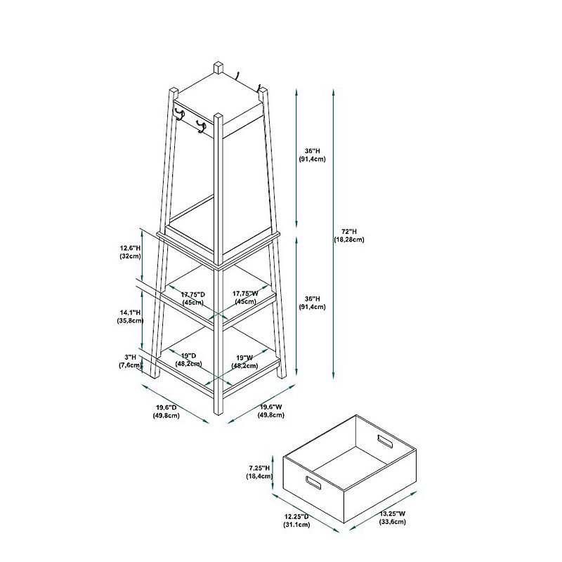 Linon Jalen Rotating Coat Rack with Baskets