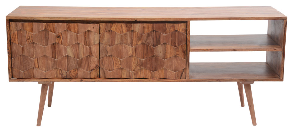 Mid   Century Modern O2 Tv Cabinet Brown   Natural   Midcentury   Entertainment Centers And Tv Stands   by First of a Kind USA Inc  Houzz