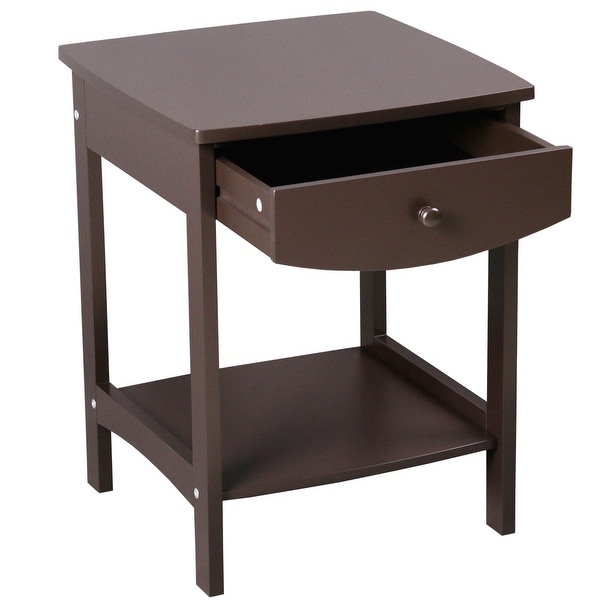 Coffee Side Table with Two Drawers Coffee - 17.32 x 17.32 x 21.85 INCH