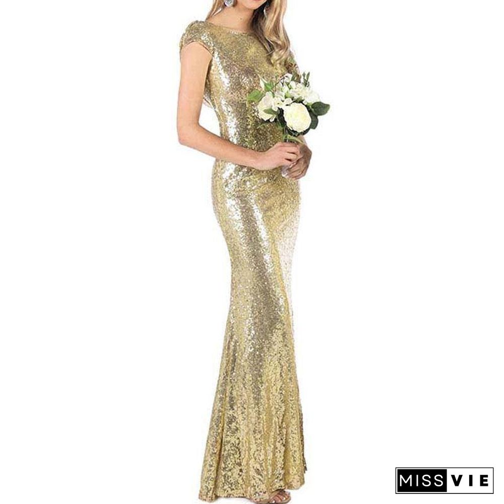 Sexy Slim Sequin Dress Women Night Club Elegant Party Long Dress Female Sequined Golden Floor Length Dresses For Women