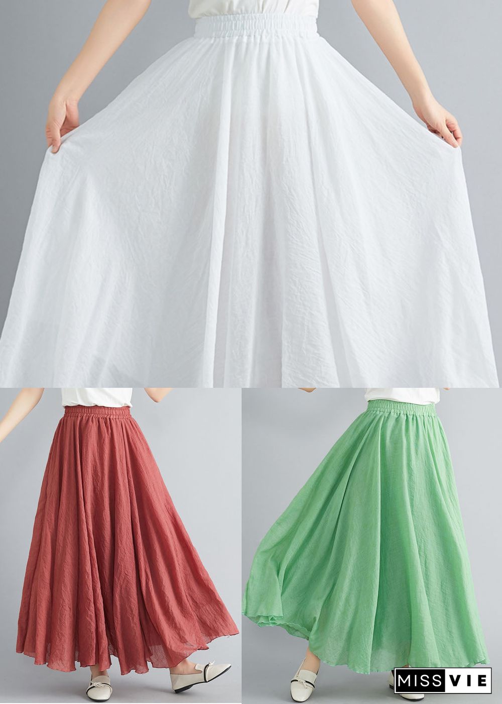 Fruit Green Cotton Beach Skirts High Waist Exra Large Hem Summer