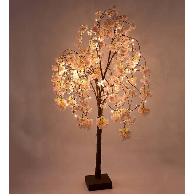 Plow and Hearth - Small Lighted Faux Weeping Cherry Tree - Use Indoors Or Outdoors