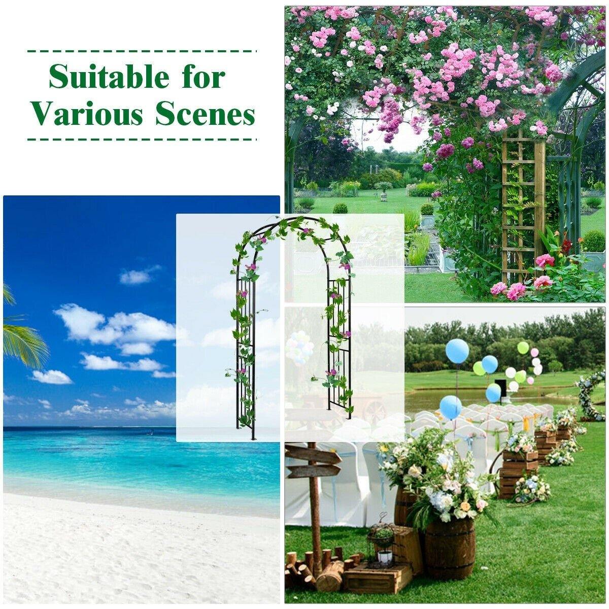 7.2Ft Outdoor Metal Garden Arch Pergola Arbor for Wedding Lawn Decoration