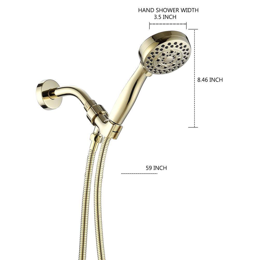 GIVING TREE 6-Spray Patterns 3.5 in. Single Wall Mount 2.5 GPM Handheld Shower Head in Brushed Gold HDLTEE0004