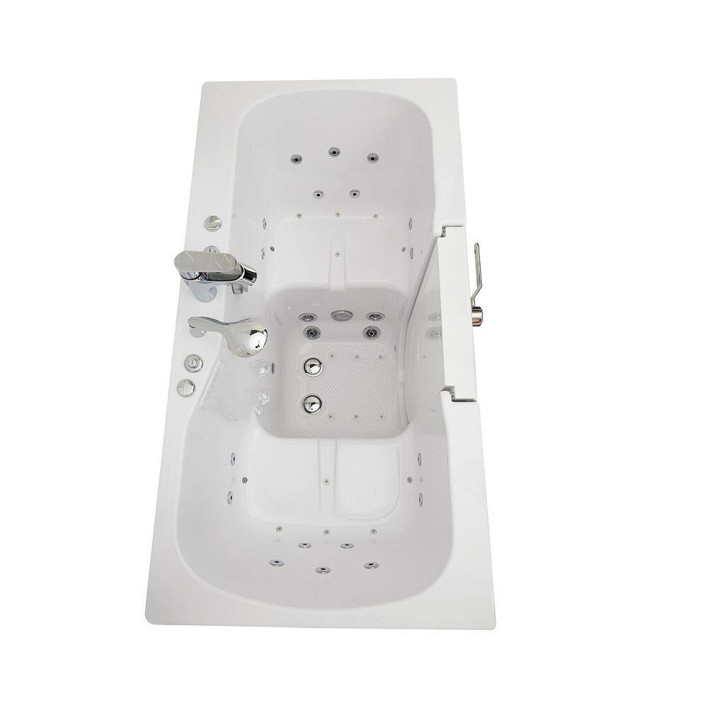 Ella Tub4Two 60 in. Walk-In Whirlpool Air Bath MicroBubble Bathtub in White LH Outward Door Heated Seat 2 in. Dual Drain O2SA3260DMH-HB-L