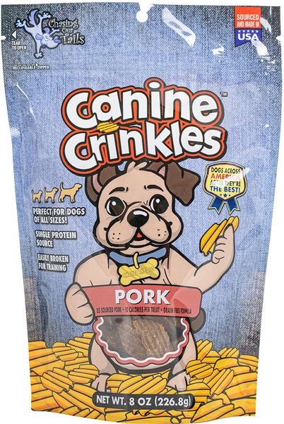 Chasing Our Tails Canine Crinkles Pork Dehydrated Dog Treats， 8-oz bag