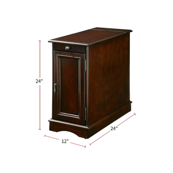 Wooden Side Table with Storage Cabinet