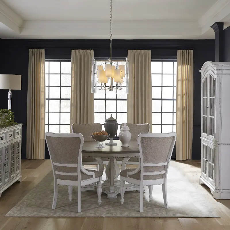 Magnolia Manor White Round 5 Piece Dining Room Set