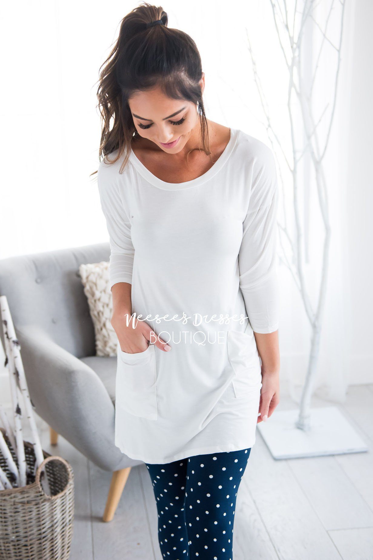 Button Back Pocket Tunic