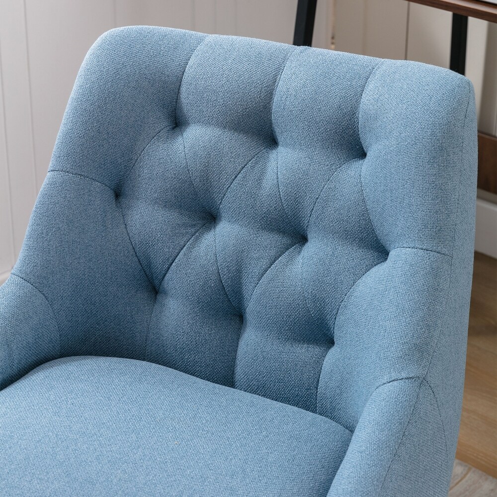 Linen Rotate Office Chair Adjustable Accent Chair with Lumbar Support