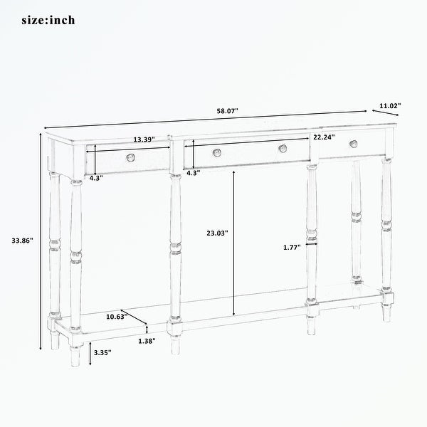 Solid Wood Console Table， with Storage Shelf and Drawer