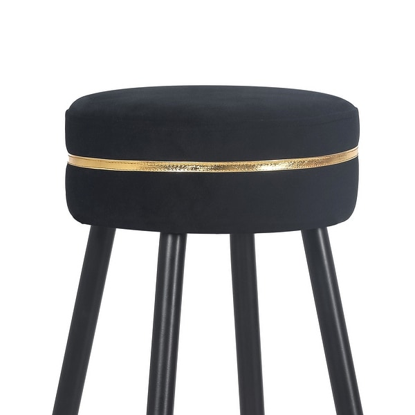 Adeco Set of 2 Bar Stools， Round Counter Height Stools Modern Footrest