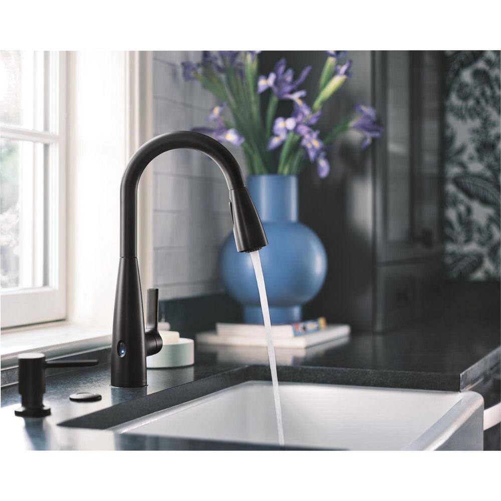 MOEN Haelyn Touchless Single-Handle Pull-Down Sprayer Kitchen Faucet with MotionSense Wave and Power Clean in Matte Black 87627EWBL