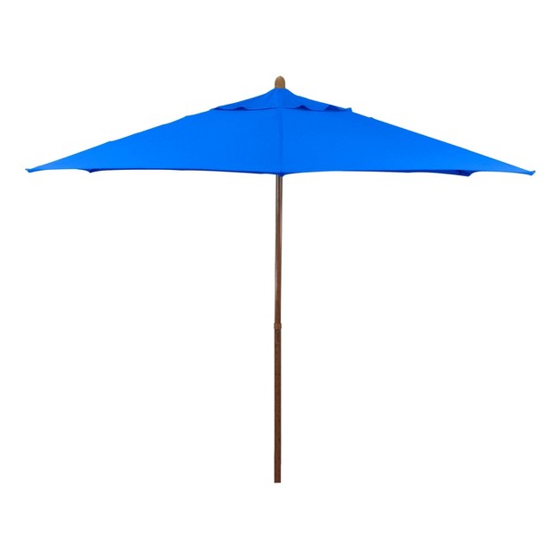 9 x27 X 9 x27 Round Wood Grain Steel Patio Umbrella Pacific Blue Astella