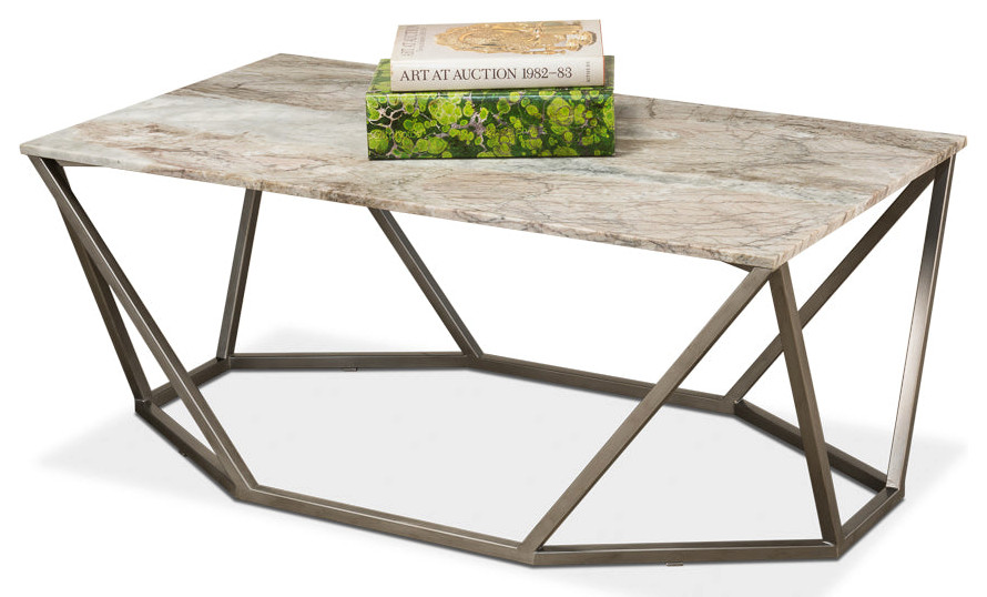 Trapezoid Coffee Table Marble Top   Transitional   Coffee Tables   by Sideboards and Things  Houzz