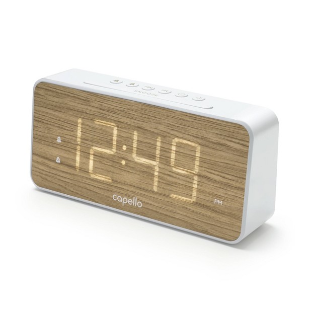 Extra Large Display Digital Alarm Clock White pine Capello