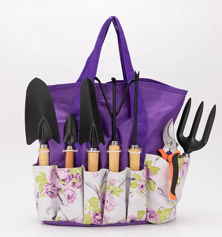 11Pcs Electroplate garden shovel rake  single fork scoop tools cloth package floral tools set