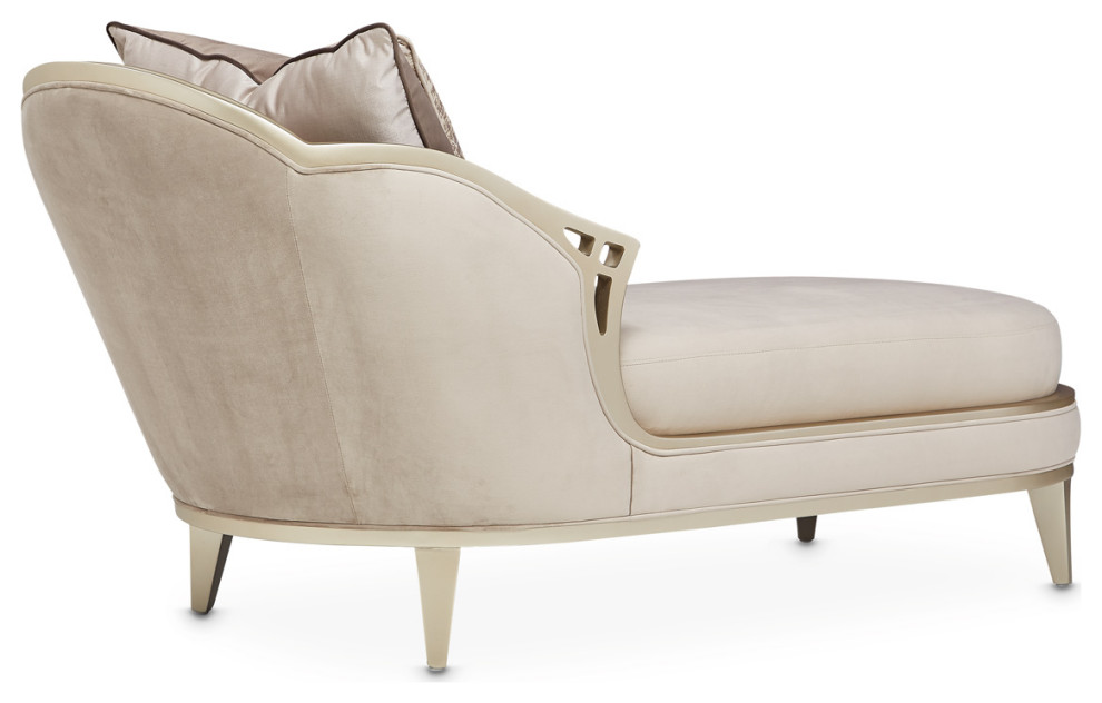 Villa Cherie Velvet Chaise   Porcini/Hazelnut   Contemporary   Indoor Chaise Lounge Chairs   by Michael Amini  Houzz