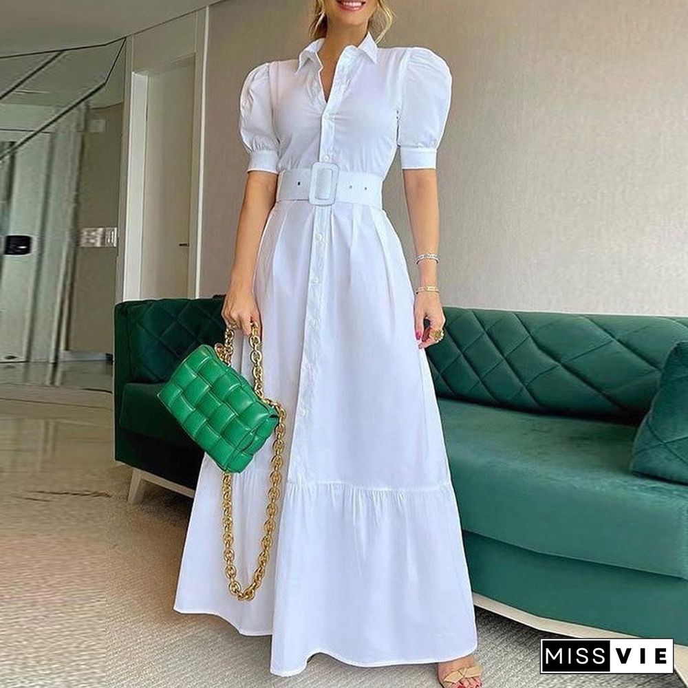 Women Party Maxi Dress Elegant Striped Office Lady Long Dresses