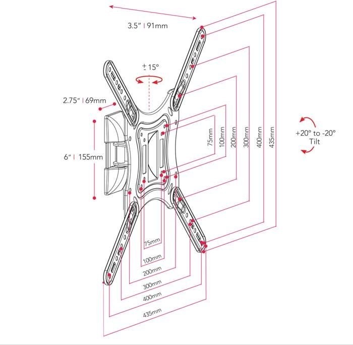 CorLiving MPM 806 L Fixed Flat Panel Wall Mount for TVs up to 55 quot  Contemporary   Entertainment Centers And Tv Stands   by Homesquare  Houzz