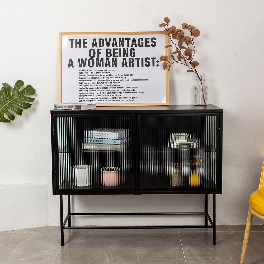 Modern Sideboard Storage Cabinet With Wide Shelves