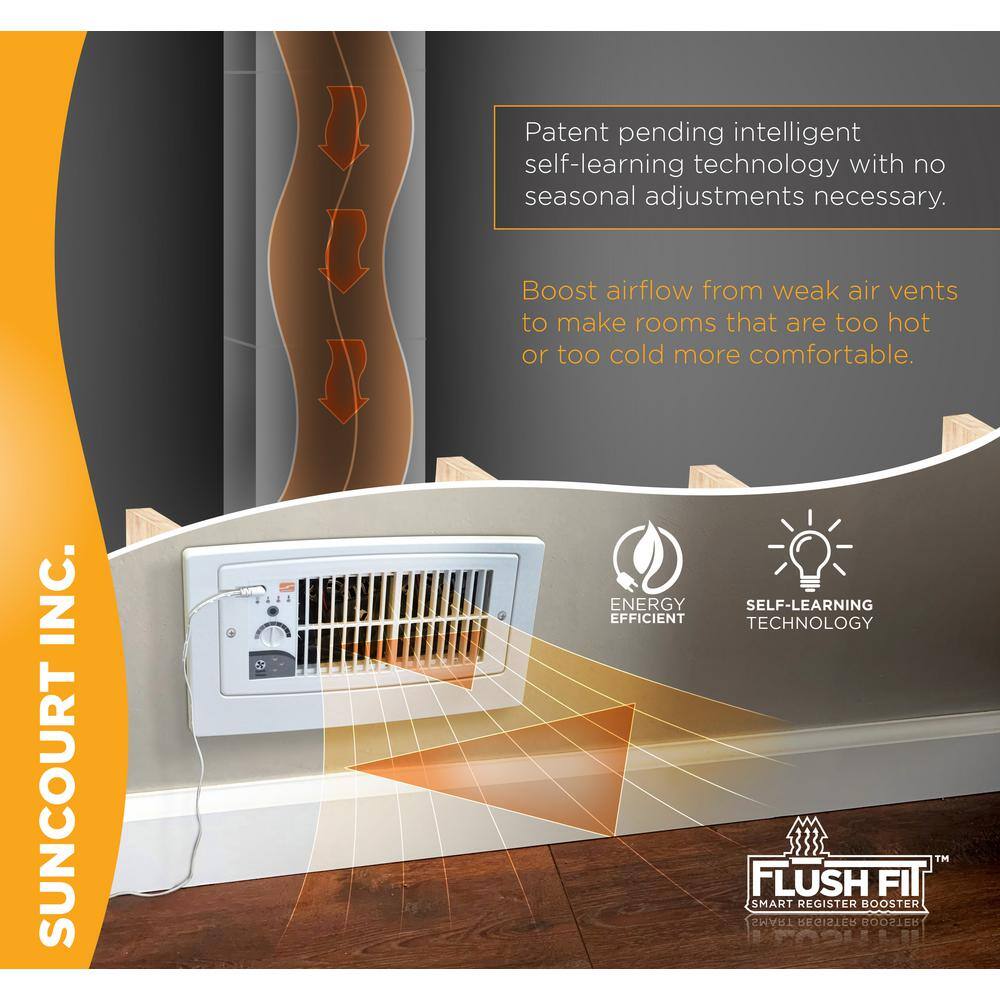 Suncourt Flush Fit Smart Register Booster Fan in White with Adaptor Plate Included HC500-WPL