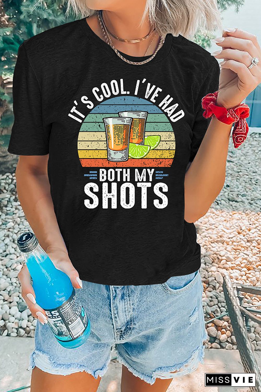 It's Cool I've Had Both My Shots Print Graphic Tees for Women Wholesale Short Sleeve T shirts Top