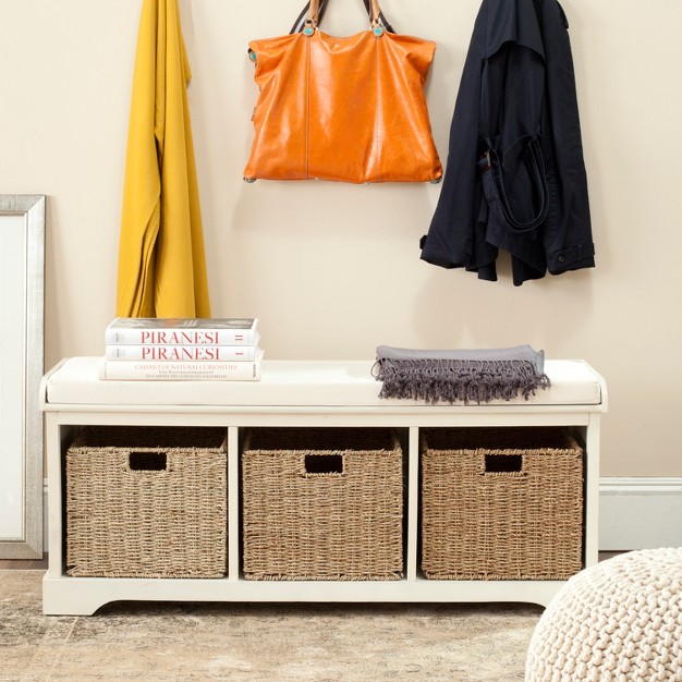 Lonan Wicker Storage Bench Safavieh