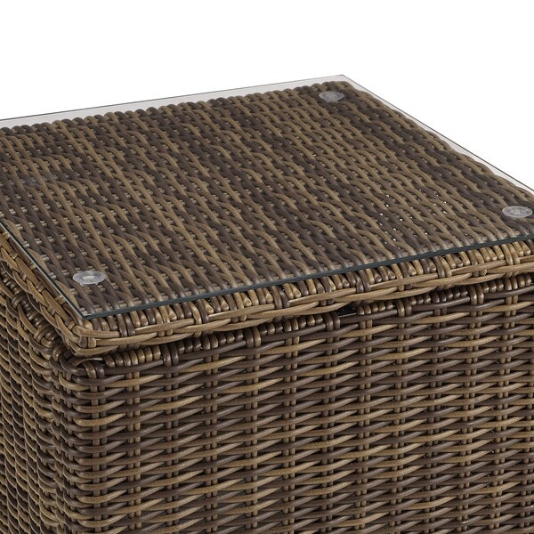 Crosley Bradenton Brown Wicker Rectangular Outdoor Side Table