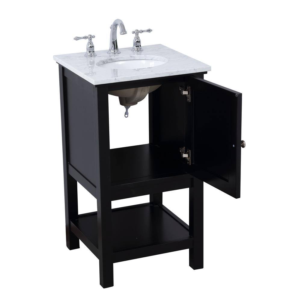 Timeless Home Gina 19 in. W x 18.38 in. D x 33.75 in. H Single Bathroom Vanity in Black with Carrara White Marble TH54019Black