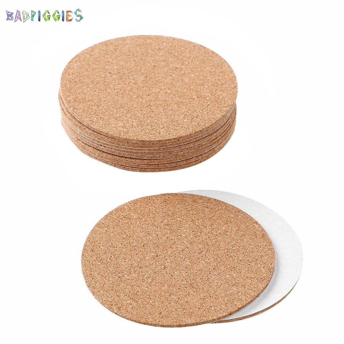 BadPiggies 30 Pcs Self-Adhesive Cork Round 4 x 4 Inch Cork Circle Backing Sheets Cork Tiles for Cork Coasters and DIY Crafts