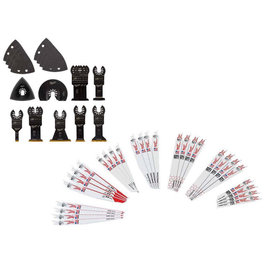 MW Oscillating Multi-Tool Blade Kit with Sawzall Bi-Metal Reciprocating Saw Blade Set (52-Piece) 49-10-9920-49-22-1132