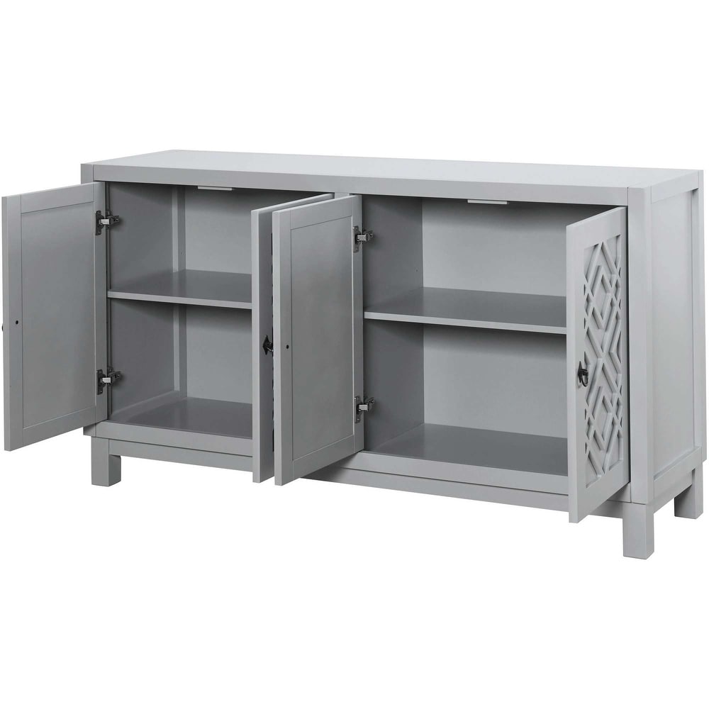 4 Door Buffet Cabinet with Pull Ring Handles