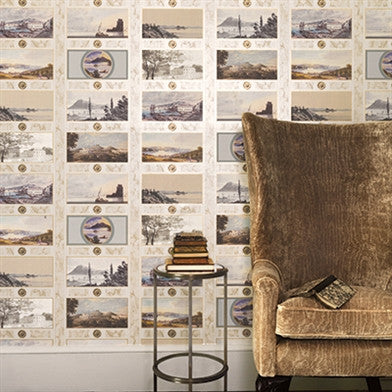 Keightley's Folio Wallpaper in Multi and Grey by Nina Campbell for Osborne & Little