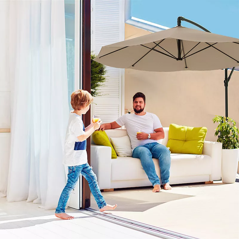 Pure Garden Tan Overhanging Patio Umbrella